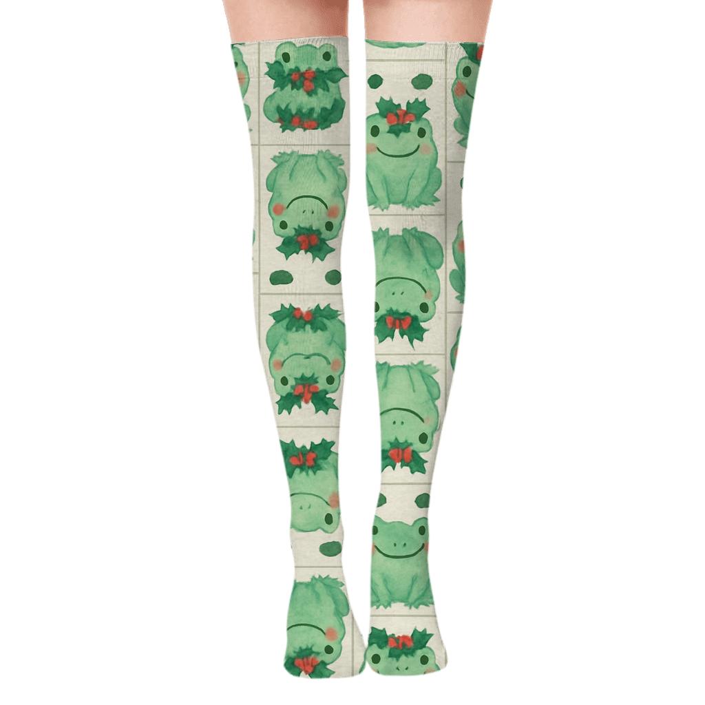 Frog Holly Mosaic stylish fashion over-the-knee socks