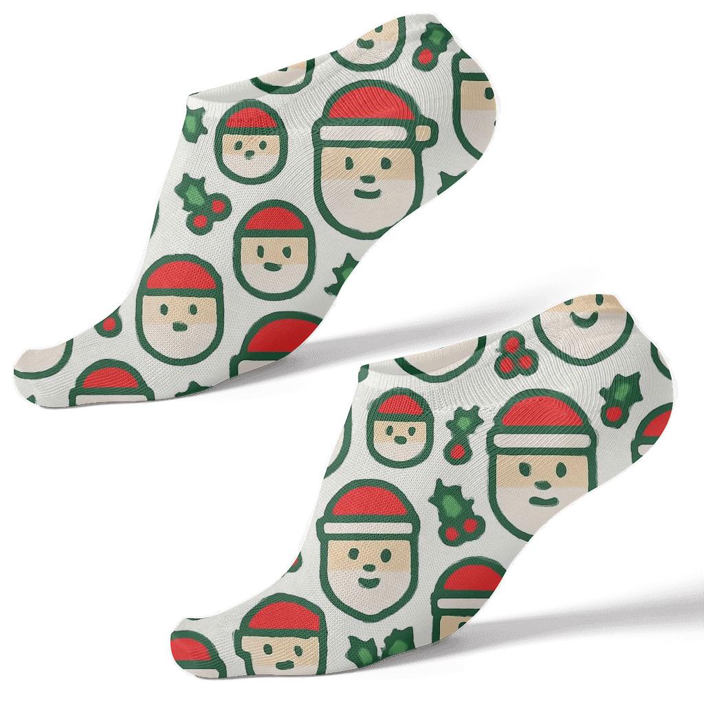 Scarlet Santa Grid On White Background unique graphic ankle socks