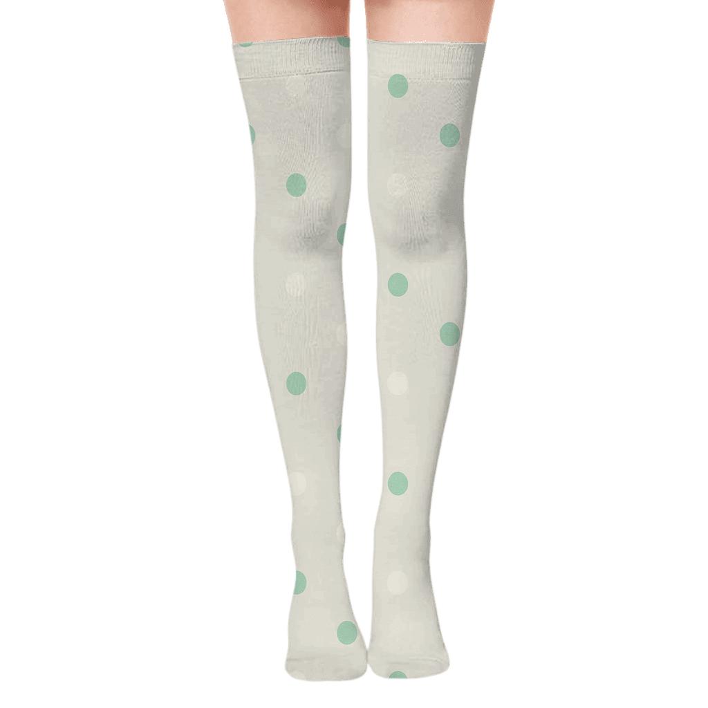 Tiny Dot Relay designer print over-the-knee socks