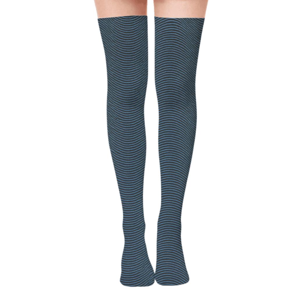 Subtle Moire Bands premium cozy over-the-knee socks