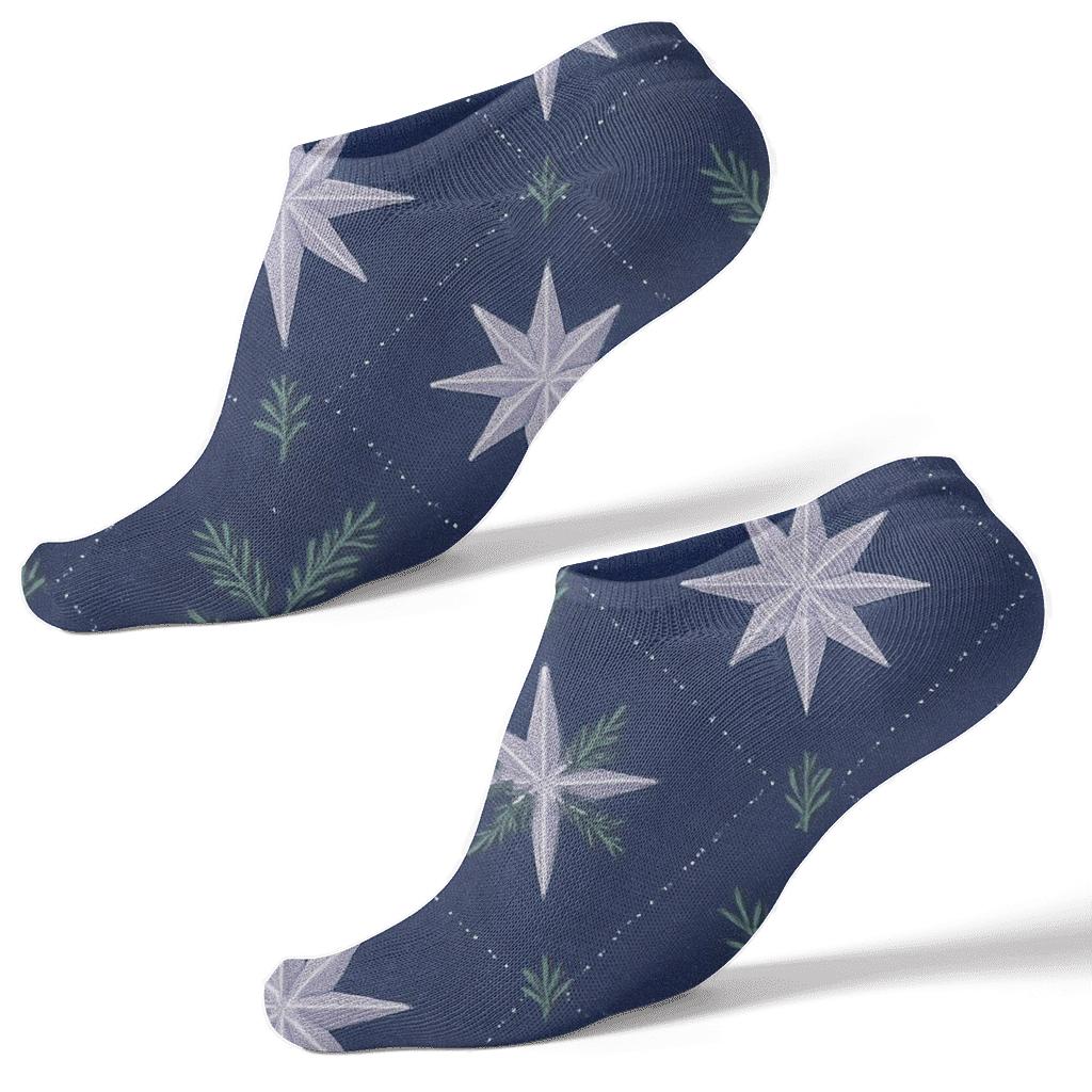 Crystal Star Grid On Indigo soft everyday ankle socks