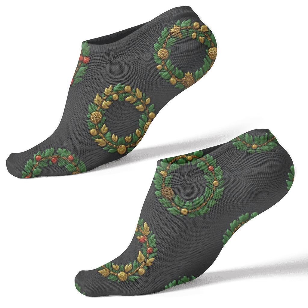 Multicolor Wreath Ring On Charcoal stylish athletic ankle socks