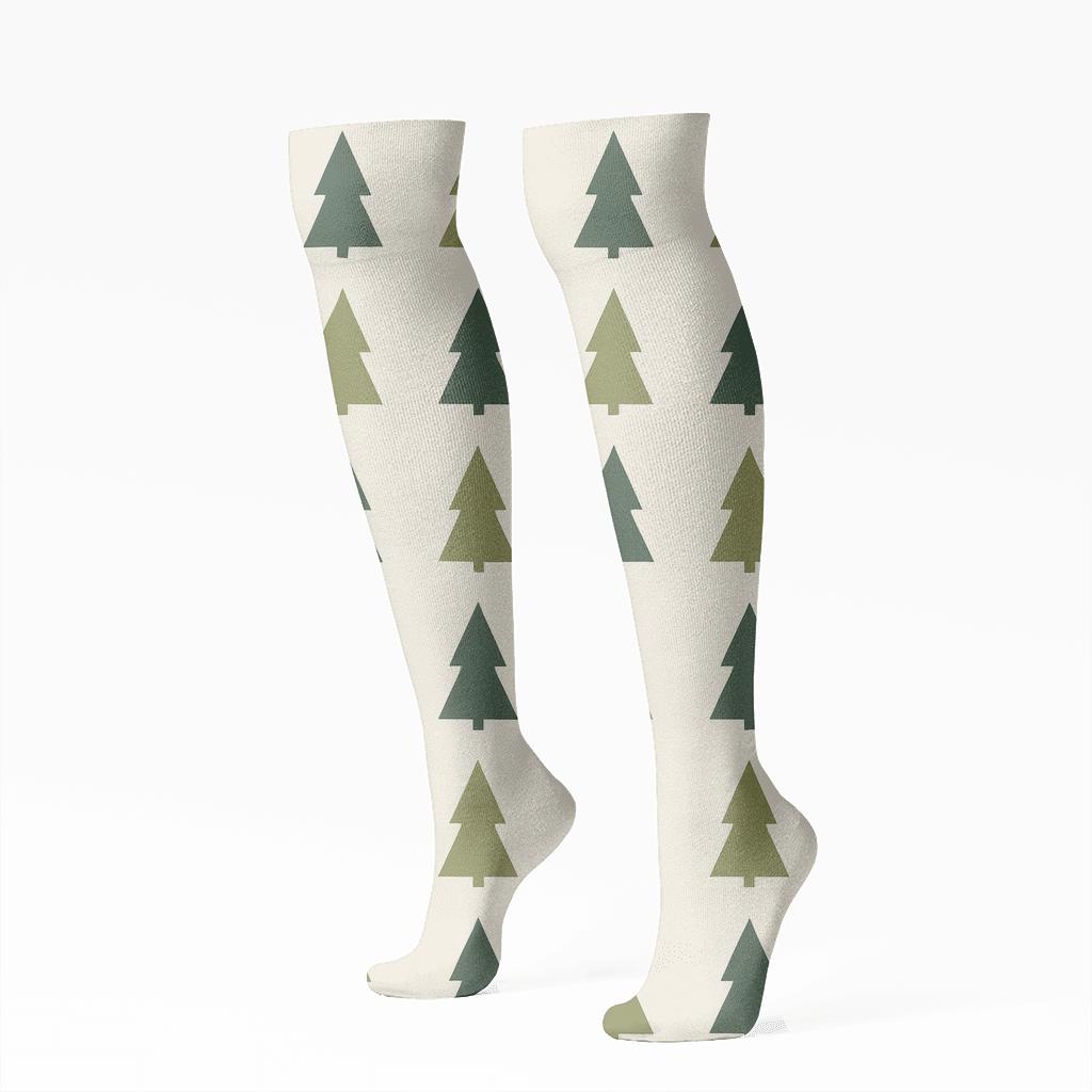 Minimalist Tree Silhouette Array trendy patterned knee-high socks