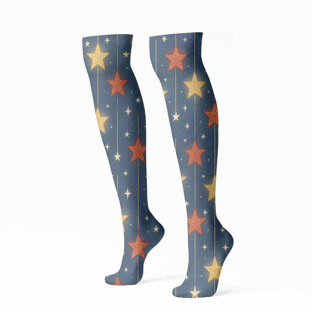 Star Lantern Constellation On Indigo premium sports knee-high socks