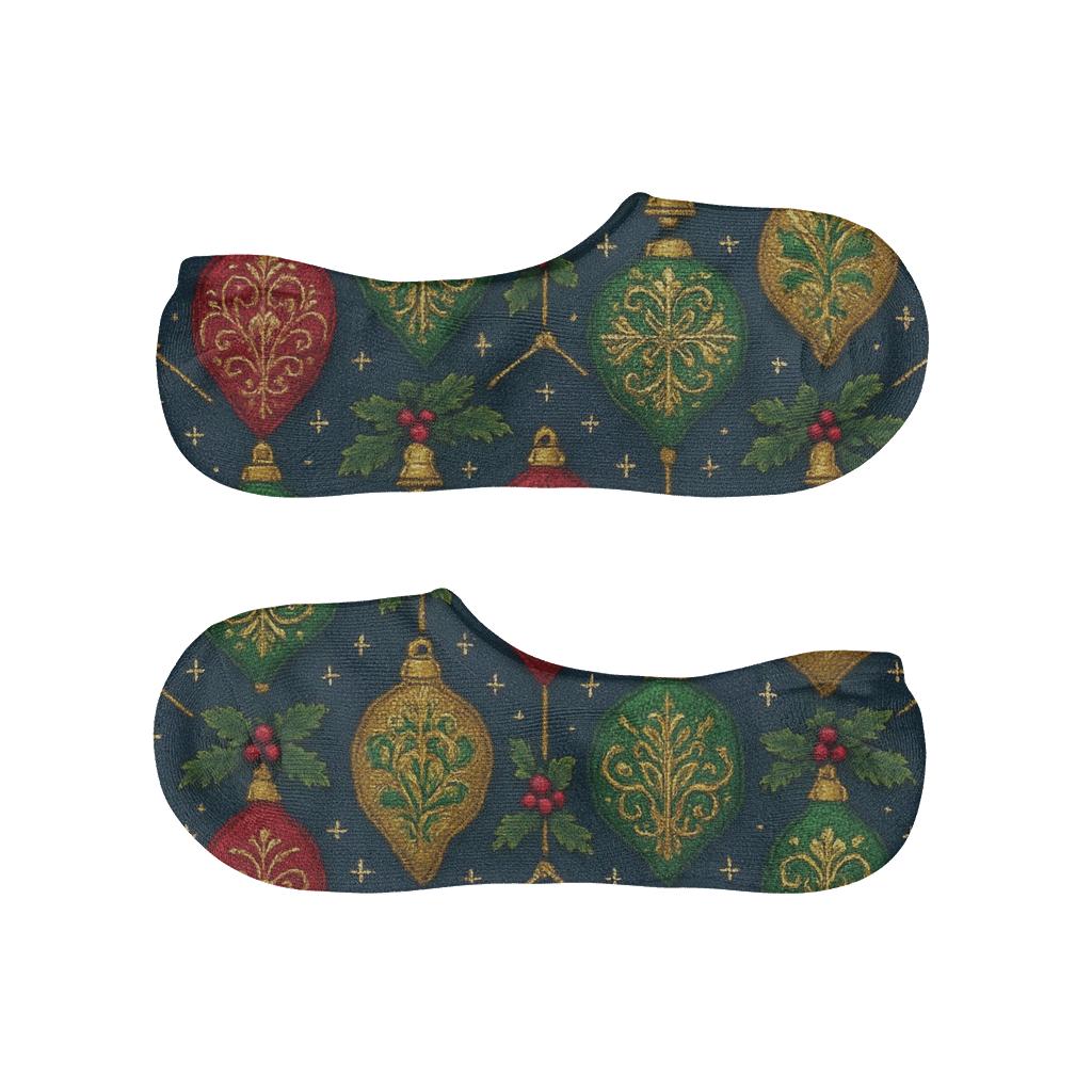 Ornament Lattice On Midnight Blue designer printed no-show socks