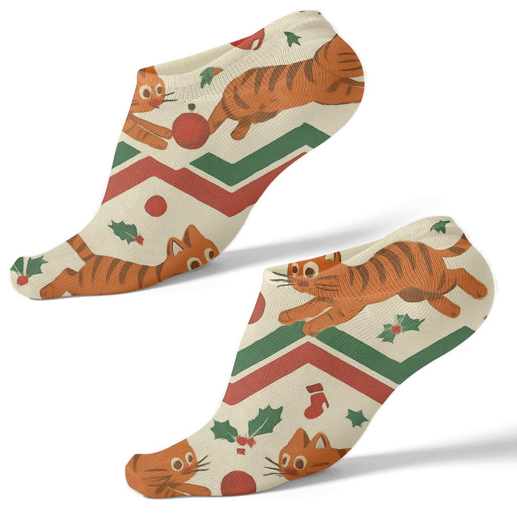 Playful Cat Chaos Chevron personalized ankle socks