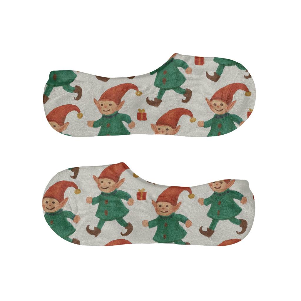 Elf Parade Xmas Pattern anti-slip no-show socks
