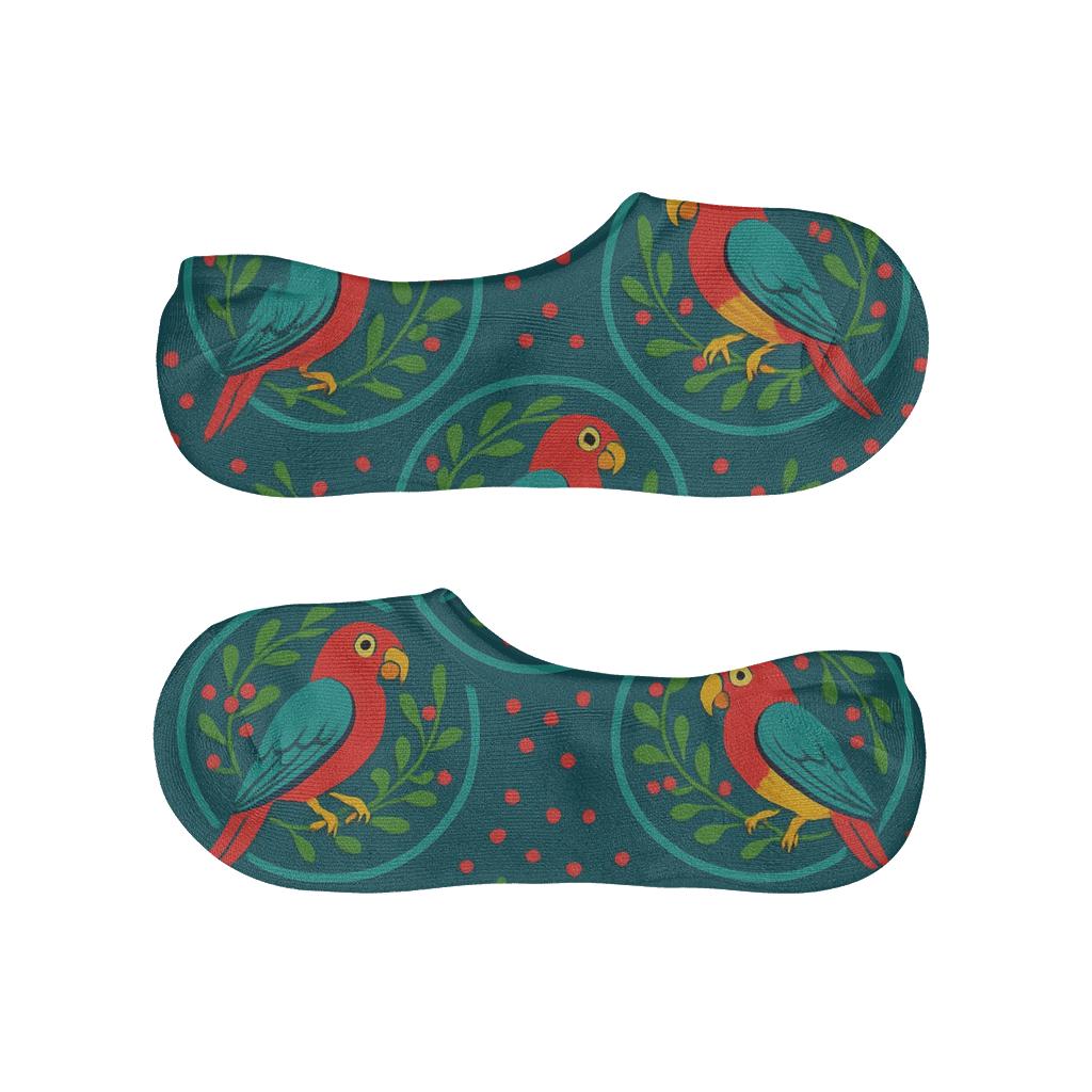 Parrot Mistletoe Repeat Socks soft cotton no-show socks