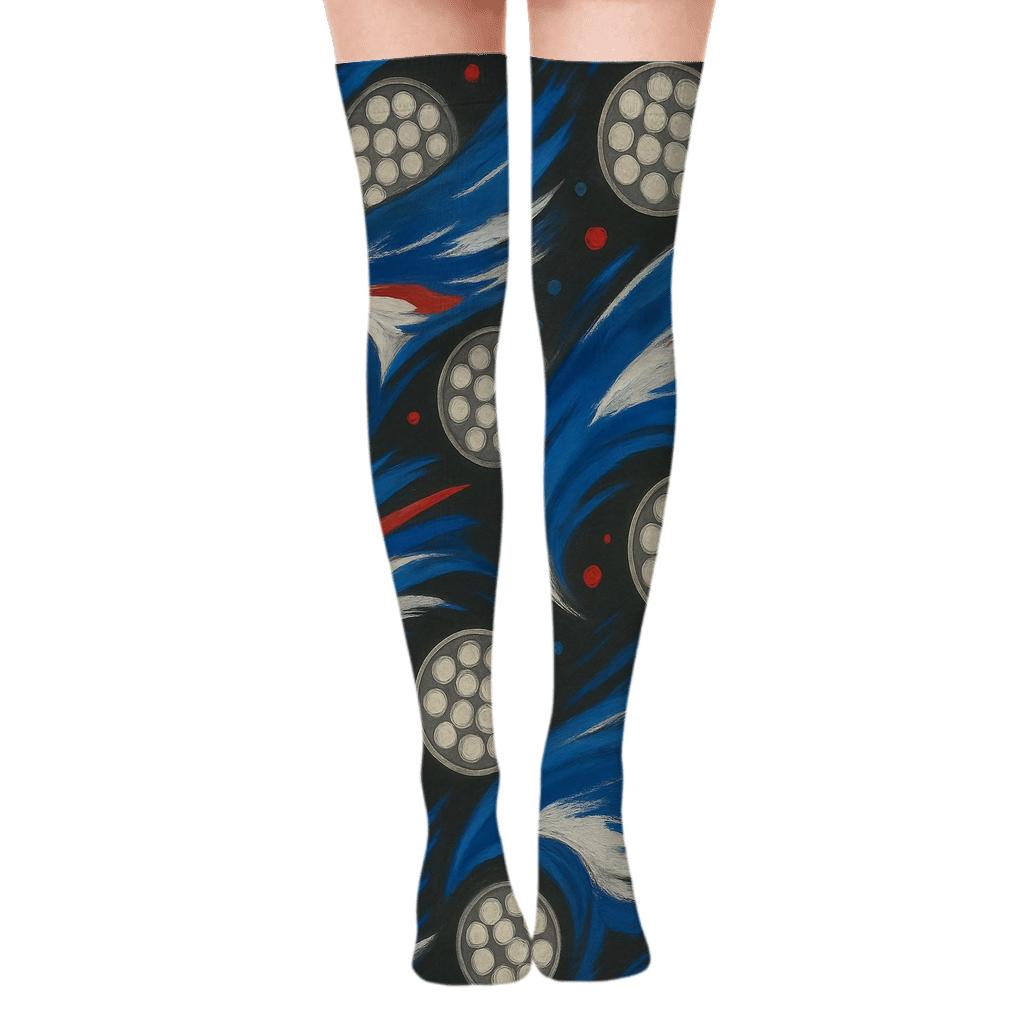 Flying Jay Wrap Pattern With Stadium Light Lattice comfortable cotton over-the-knee socks