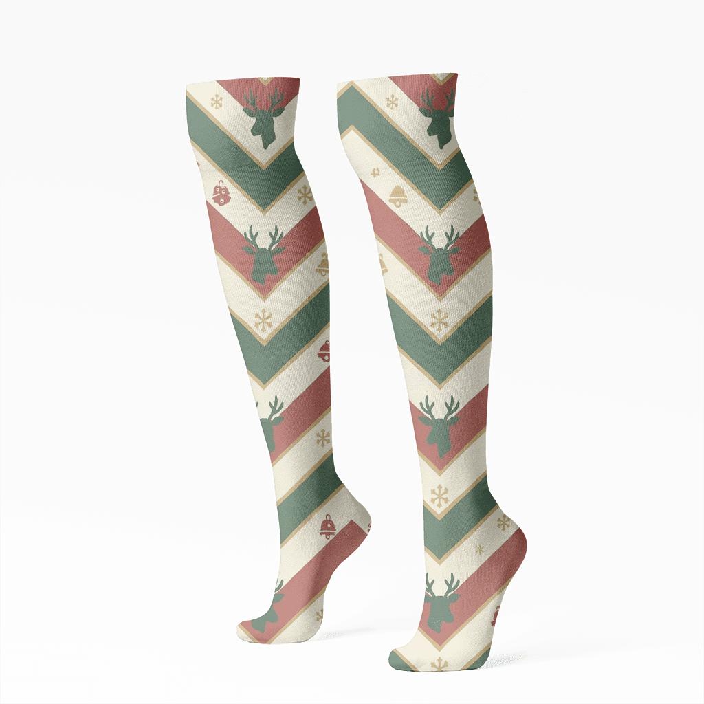 Reindeer Chevron Rhythm Socks personalized knee-high socks