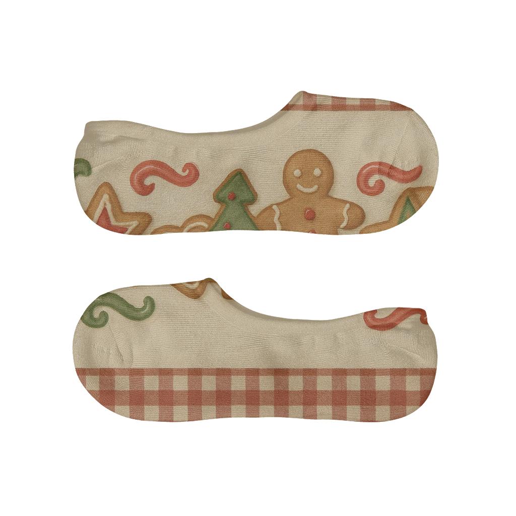 Christmas Cookie Border Design designer print no-show socks