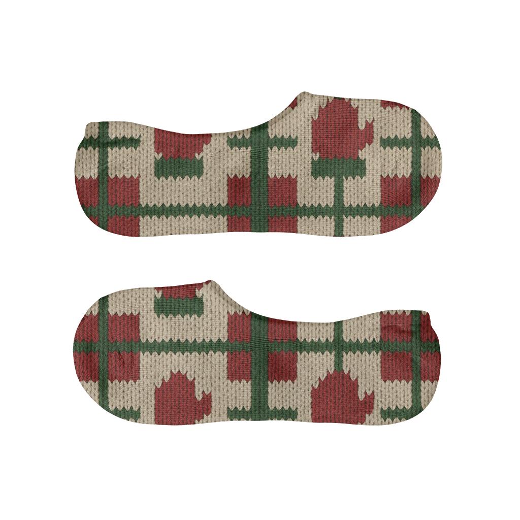 Mitten Plaid Christmas designer printed no-show socks