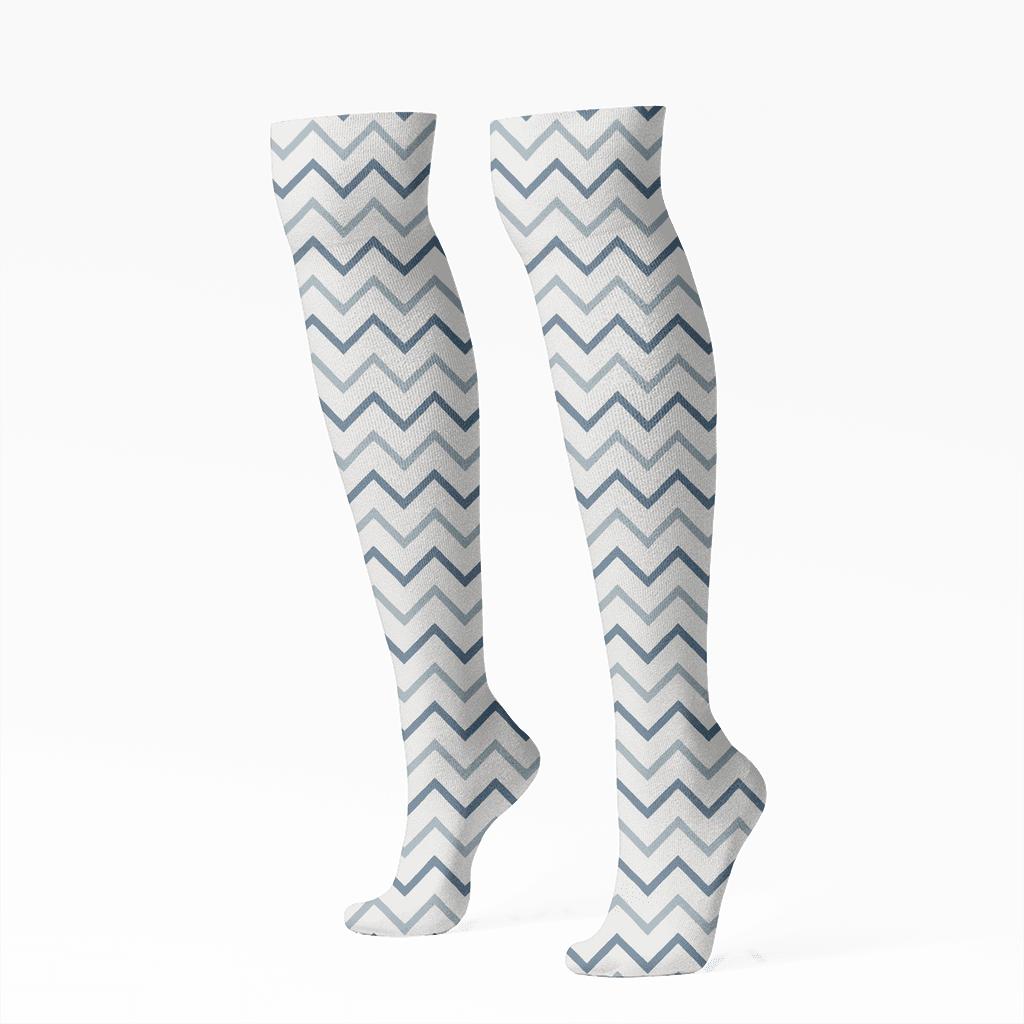 Micro Chevron March comfortable cotton knee-high socks