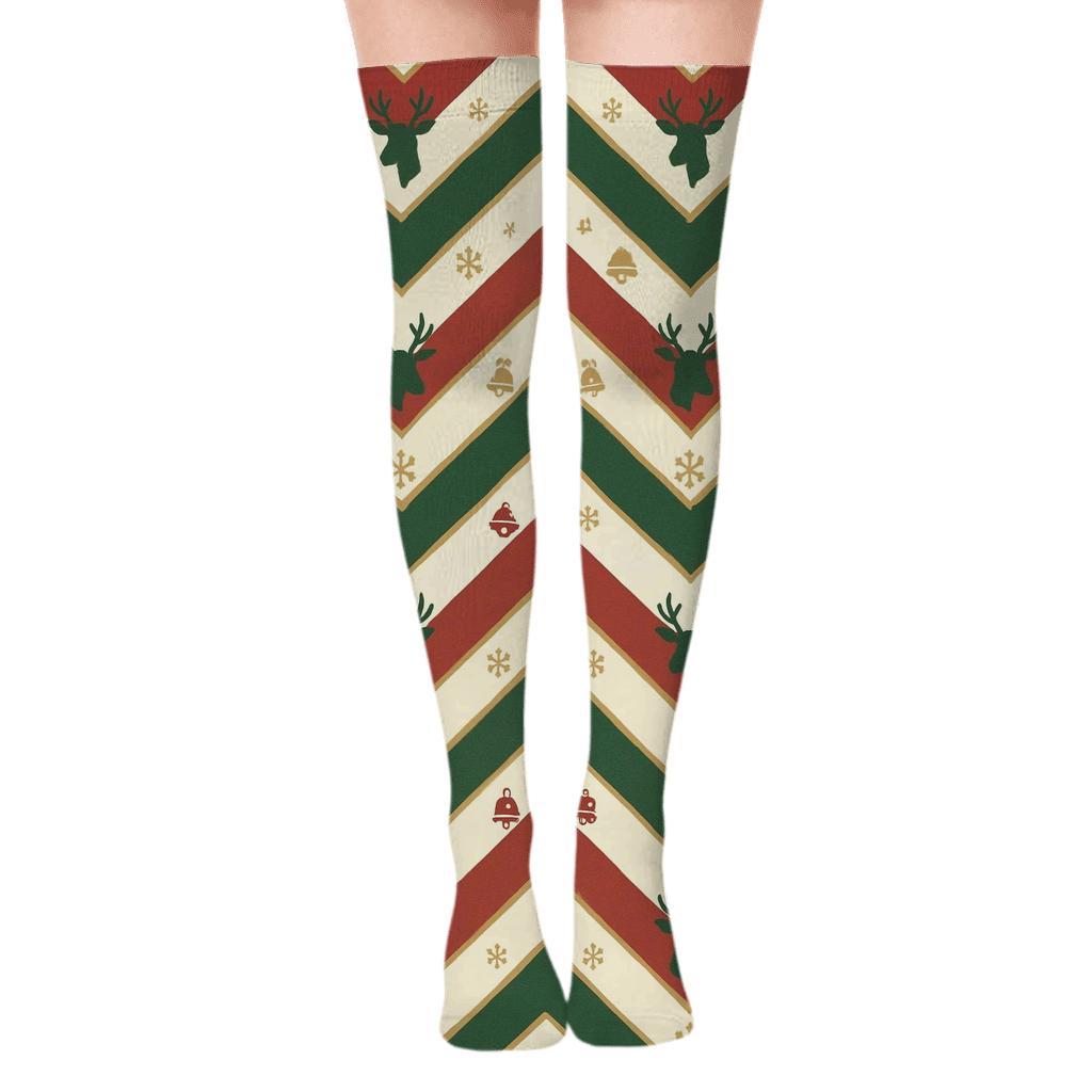 Reindeer Chevron Rhythm Socks soft everyday over-the-knee socks