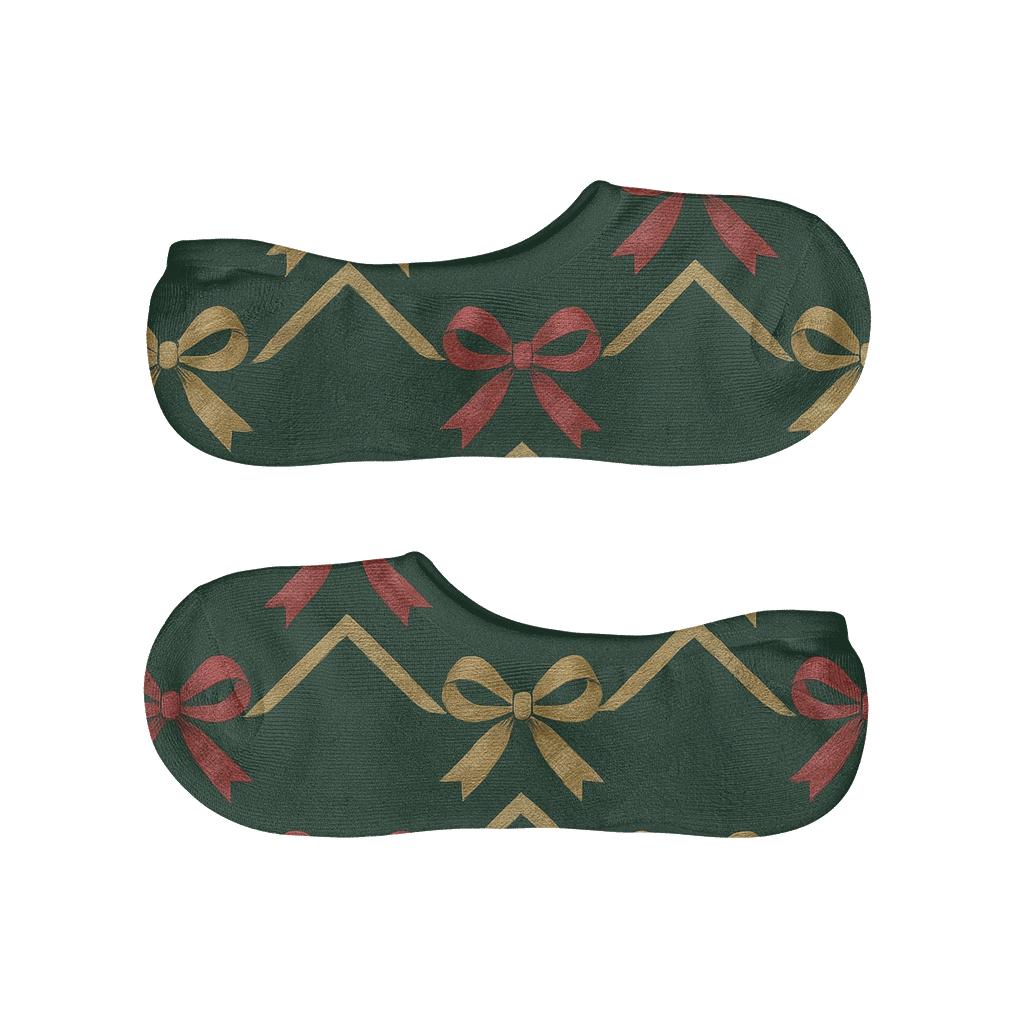 Wrapped Ribbon Cross Holiday anti-slip no-show socks