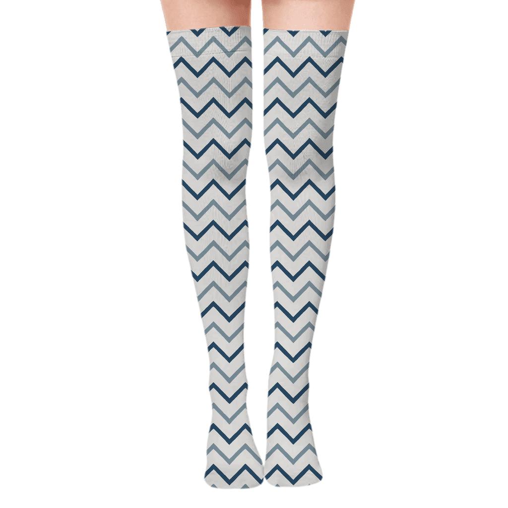 Micro Chevron March personalized over-the-knee socks