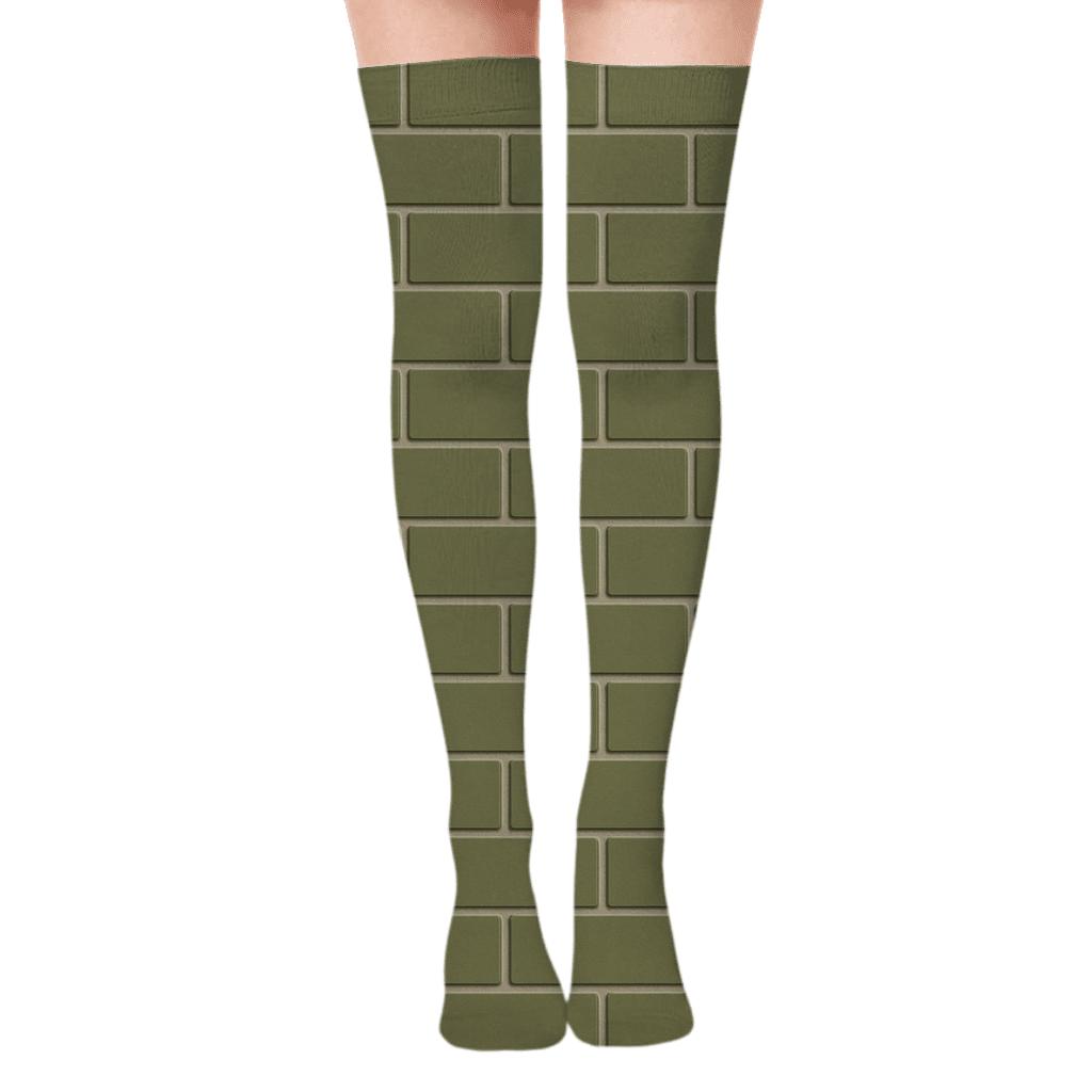 Narrow Brick Offset unique graphic over-the-knee socks