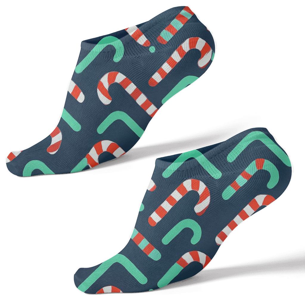 Candy Cane Chevron Xmas custom ankle socks