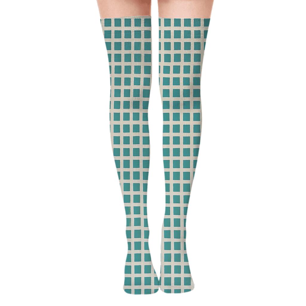 Mini Grid Drift comfortable cotton over-the-knee socks