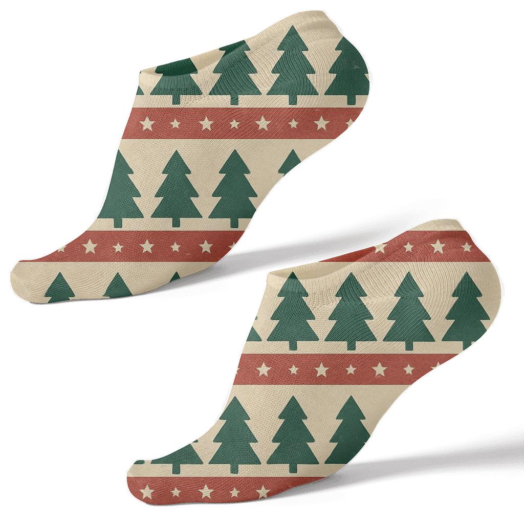 Holiday Tree Band Christmas designer print ankle socks