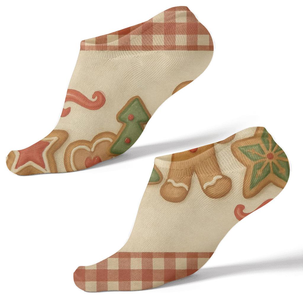 Christmas Cookie Border Design premium sports ankle socks