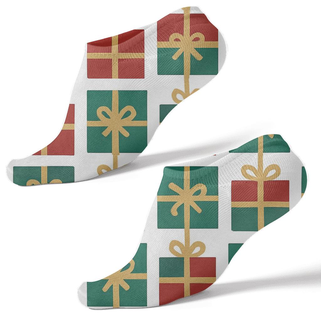Gift Box Checkerboard Xmas unique graphic ankle socks