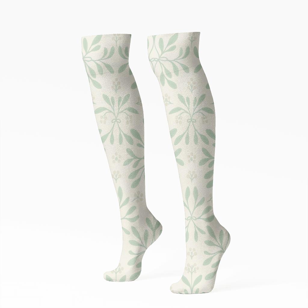 Mistletoe Mirror Holiday Pattern personalized knee-high socks