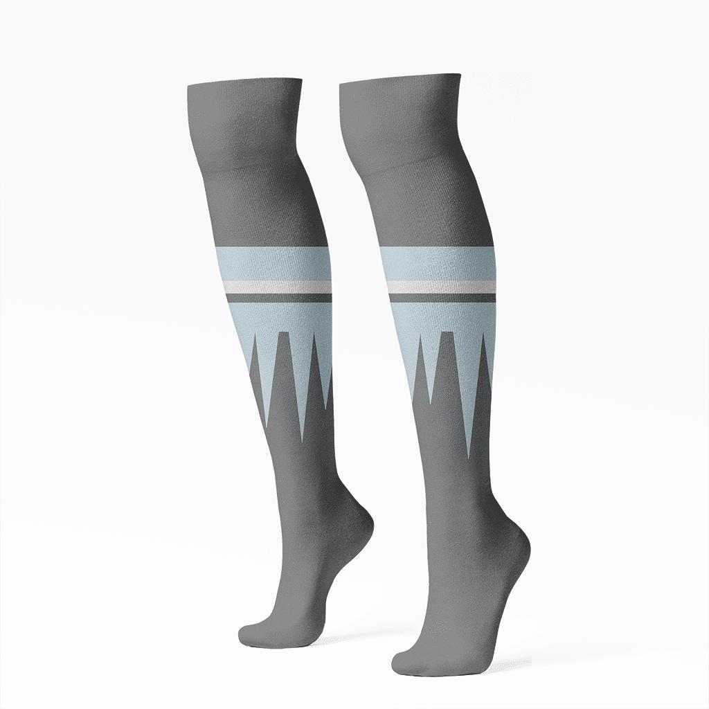 Icicle Fringe Holiday Border Xmas Edition designer print knee-high socks