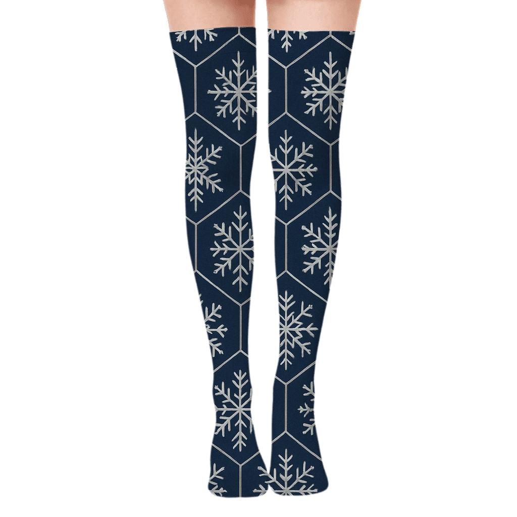 Snowflake Tessellation Holiday Edition comfortable cotton over-the-knee socks