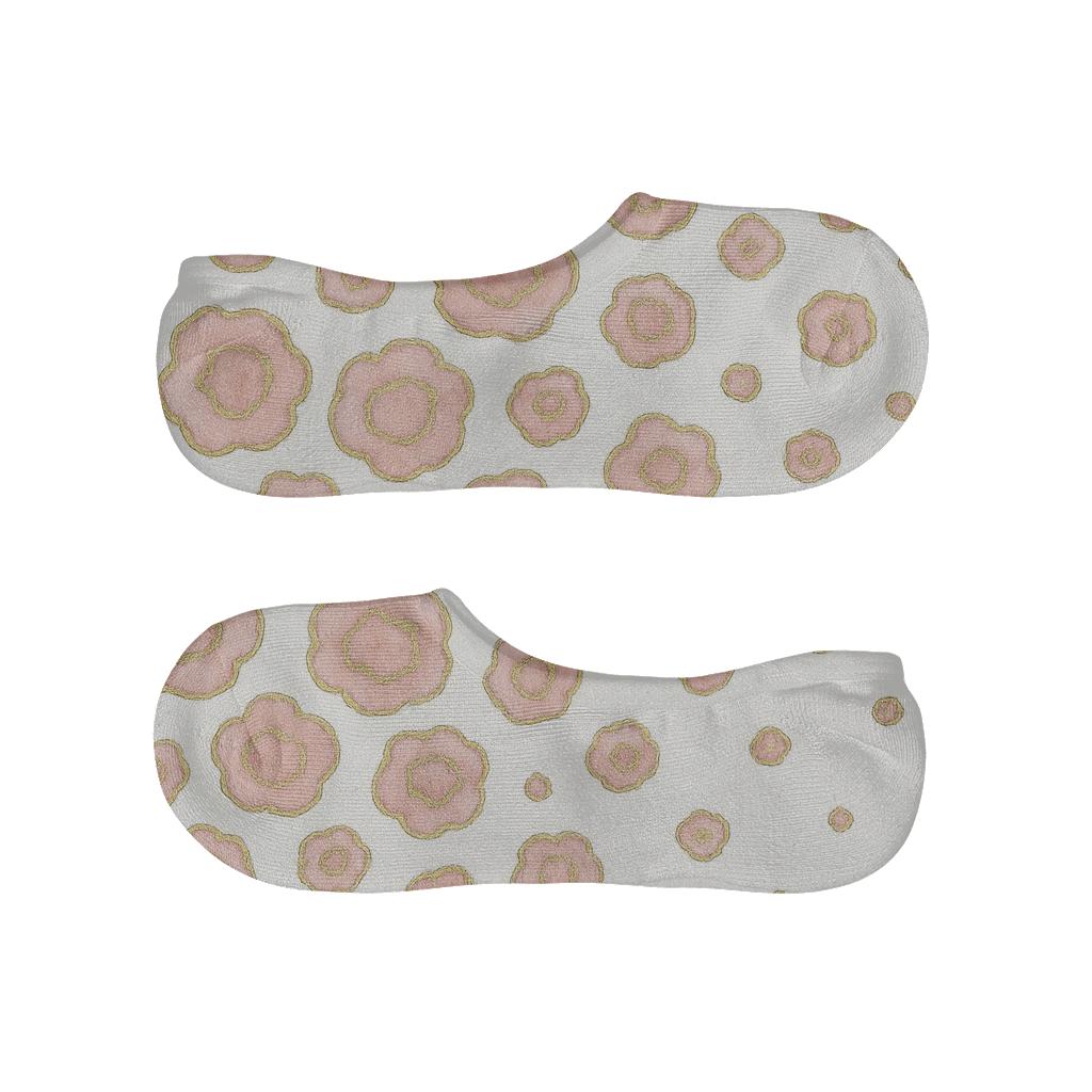 Blush Pink Metallic Rosette Scatter anti-slip no-show socks
