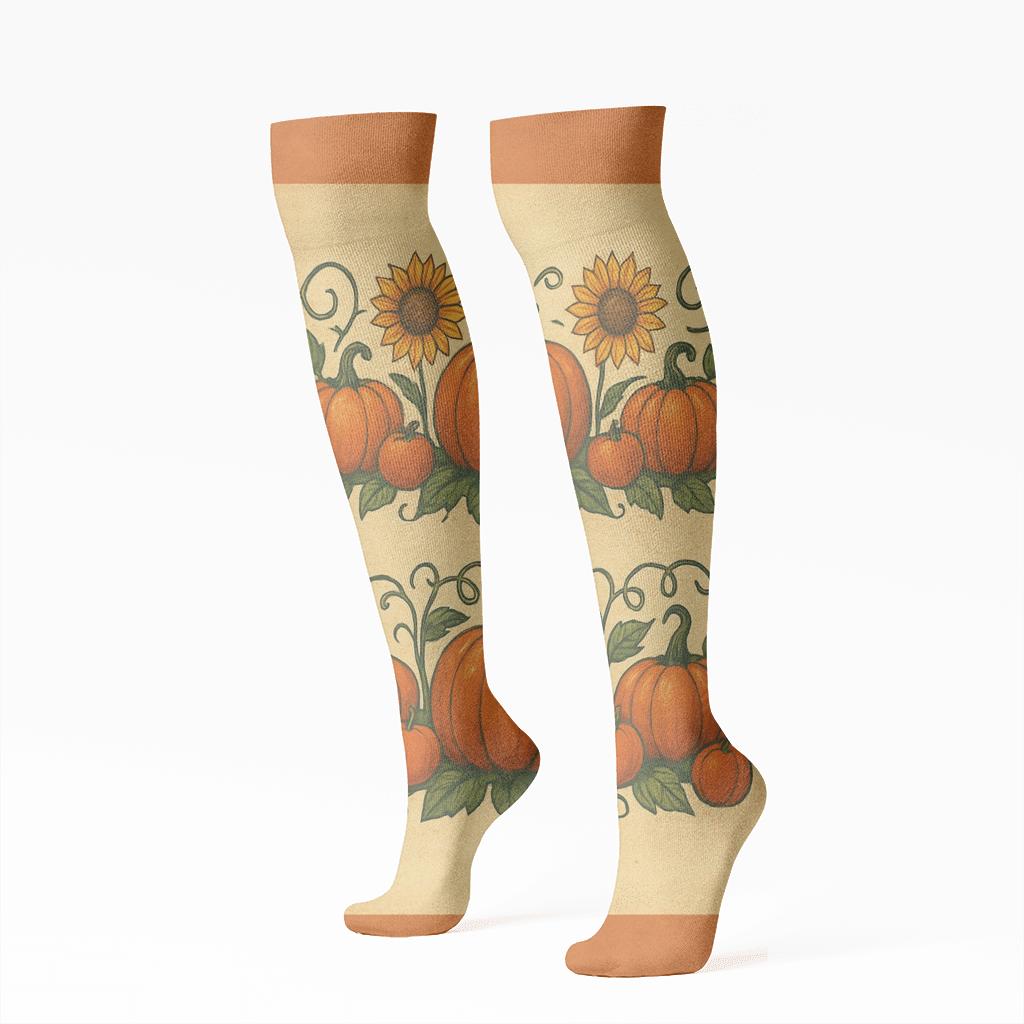 Pumpkin Patch Mirrored Band unique graphic knee-high socks