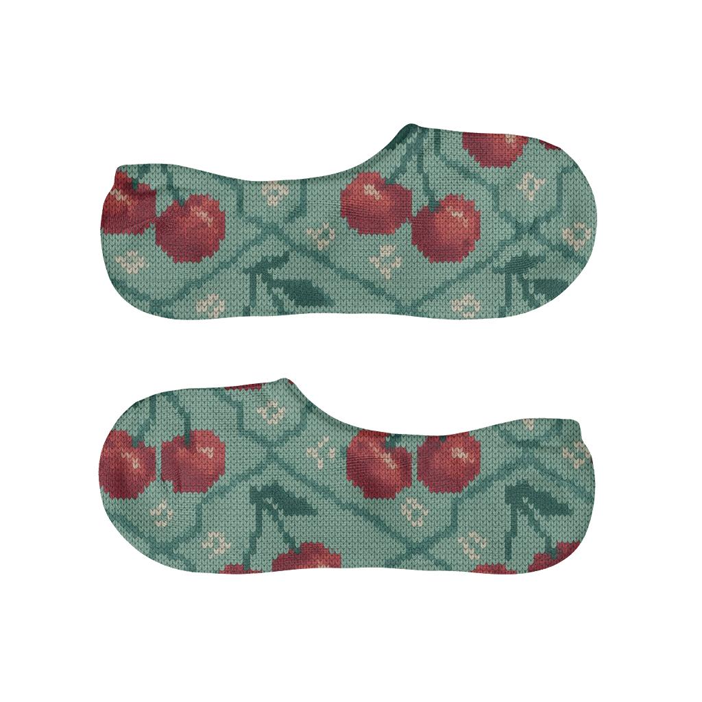 Knitted Cherry Tessellation In Mint breathable seamless no-show sockscustom no-show socks