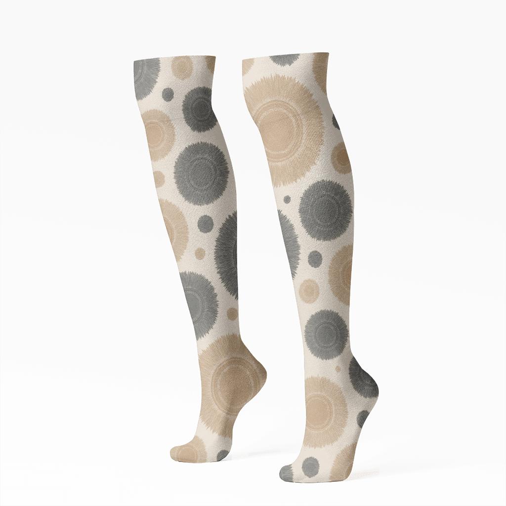 Oversized Medallion Spots On Neutral Wrap unique graphic knee-high socks