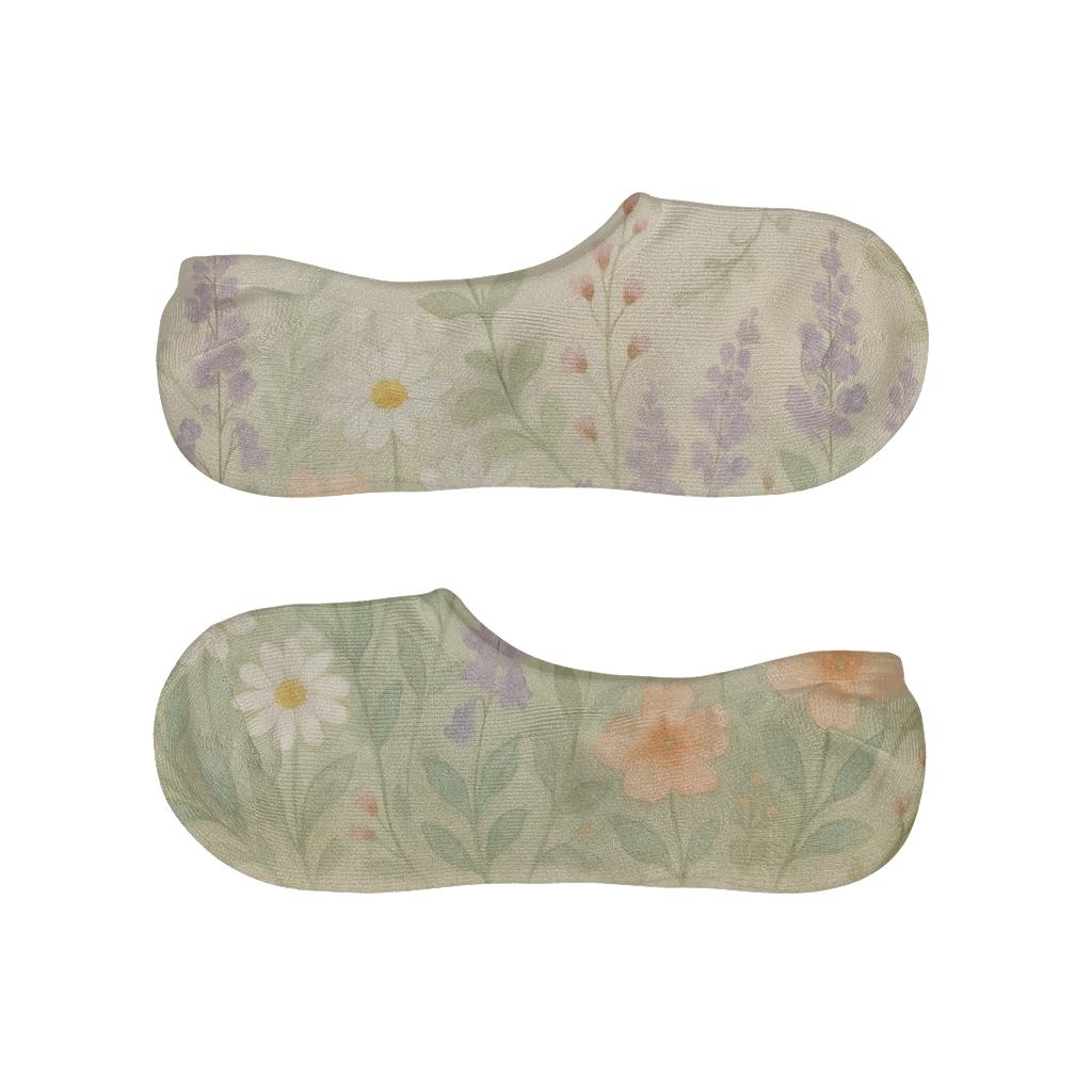 Watercolor Wildflower Landscape On Cream Background personalized invisible socks