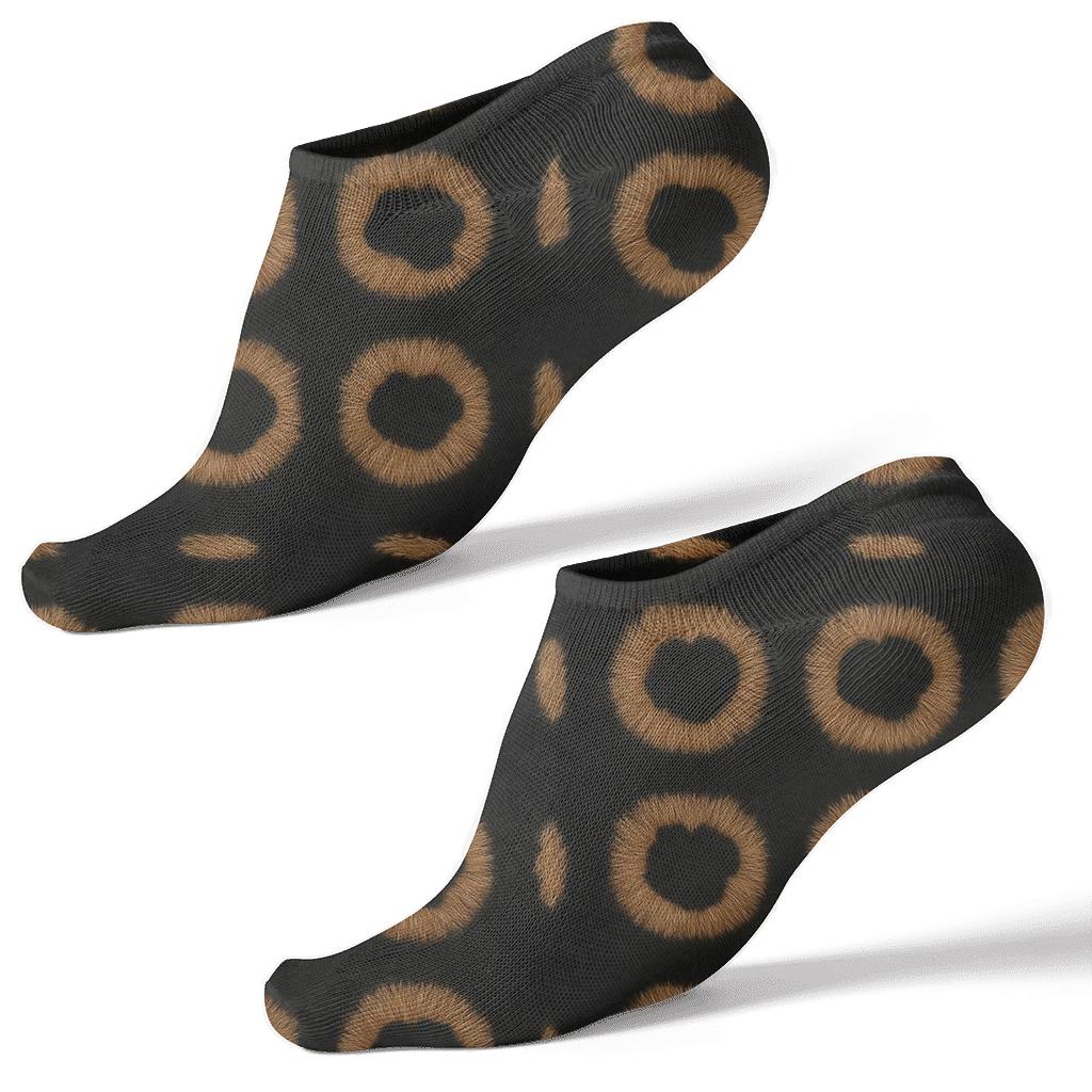 Tawny Rosette Grid On Black Background unique graphic ankle socks