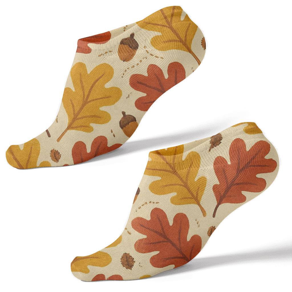 Golden Oak Tessellation On Deep Beige comfortable cotton ankle socks