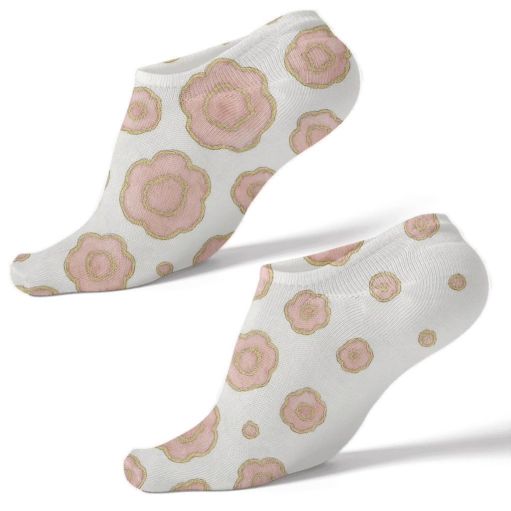 Blush Pink Metallic Rosette Scatter designer print ankle socks