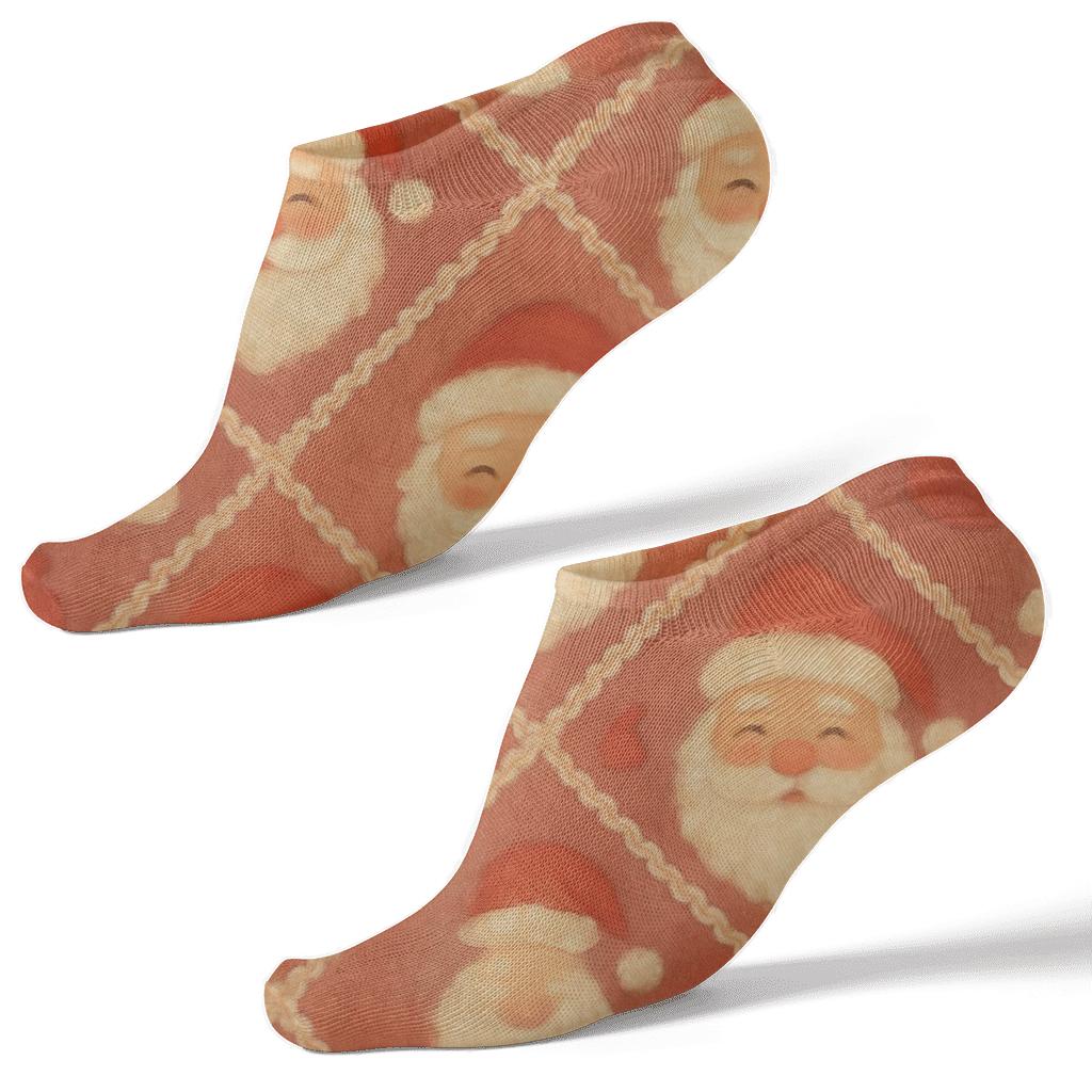 Knitted Pattern With Santa Face Lattice soft everyday ankle socks
