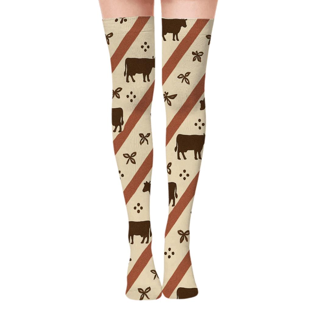 Barn Stripe Bandana comfortable cotton over-the-knee socks