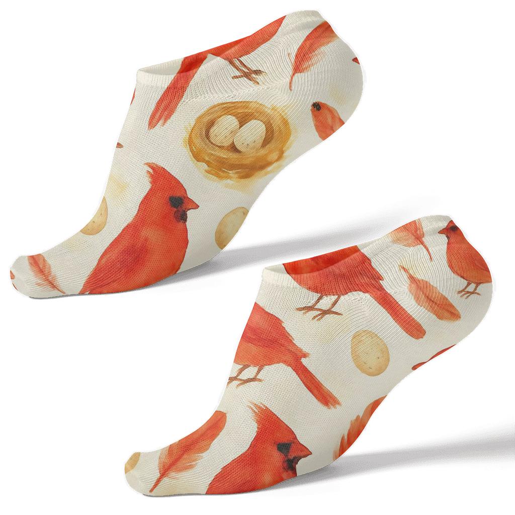 Cardinal Egg Scatter On Ivory Background personalized ankle socks