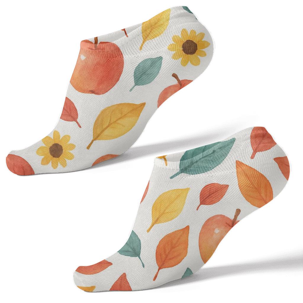 Apple Orchard Scatter On Crisp White unique graphic ankle socks