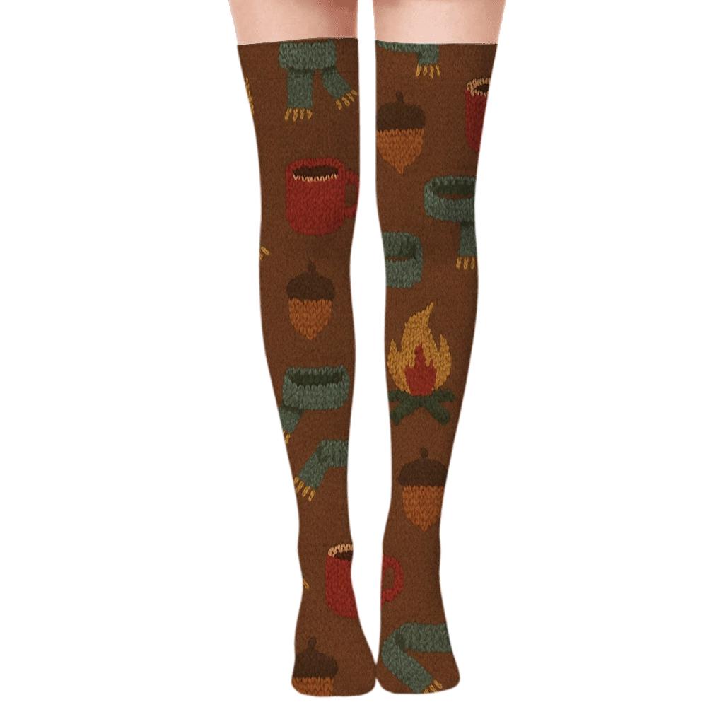 Cozy Campfire Knit Illusion Scatter soft everyday over-the-knee socks