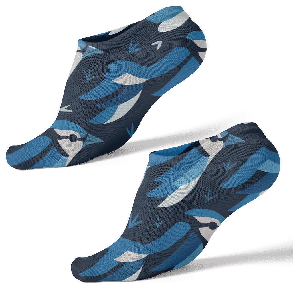 Blue Jay Wing Chevron On Navy Blue Background soft everyday ankle socks