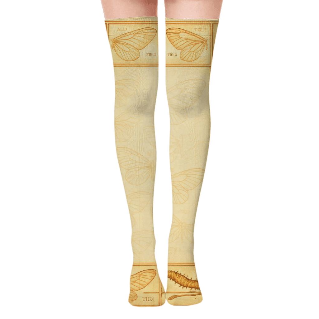 Vintage Field Study Chrysalis Border soft everyday over-the-knee socks