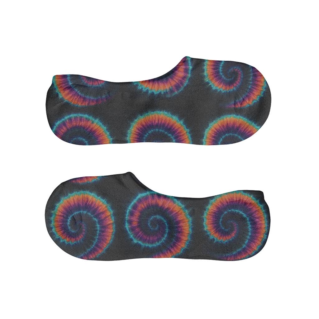 Radiating Spiral Whorl Grid On Black Background soft cotton no-show socks