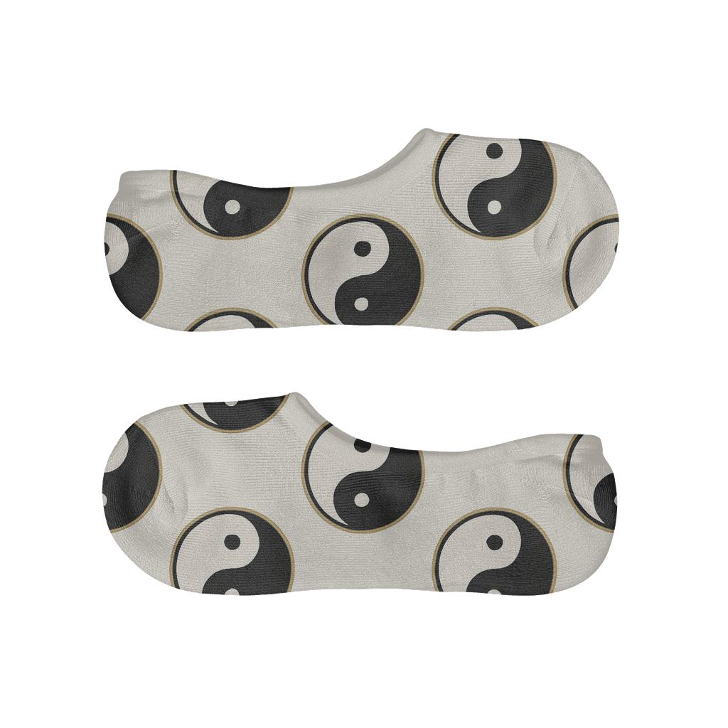 Taijitu Grid On Ivory Field designer print no-show socks