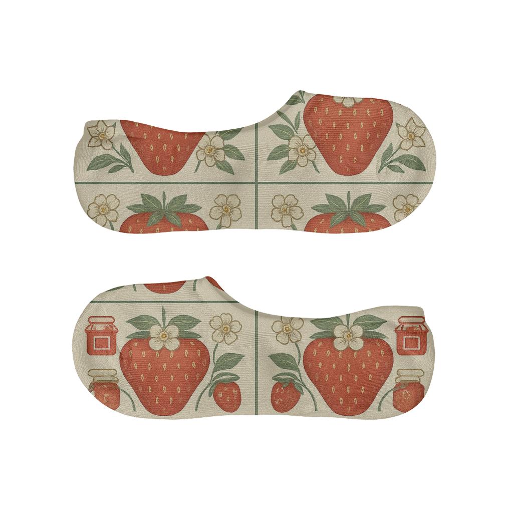 Retro Strawberry Tile Grid breathable seamless no-show sockscustom no-show socks