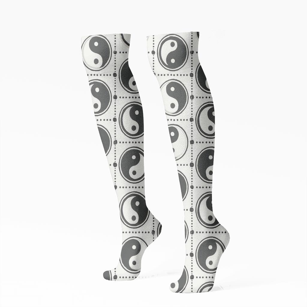 Taijitu Mosaic Grid unique graphic knee-high socks