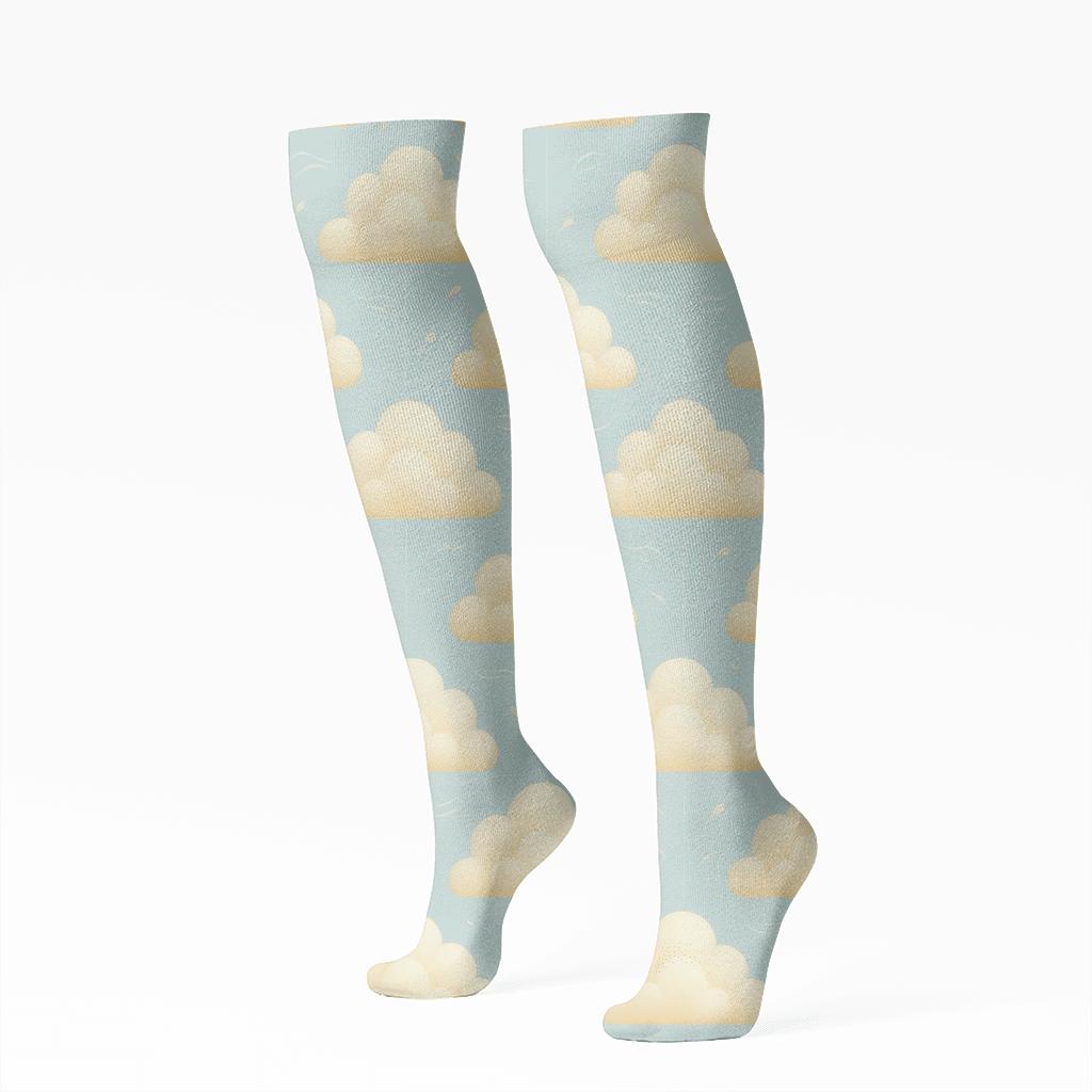 Cumulus Grid On Pale Sky Background unique graphic knee-high socks