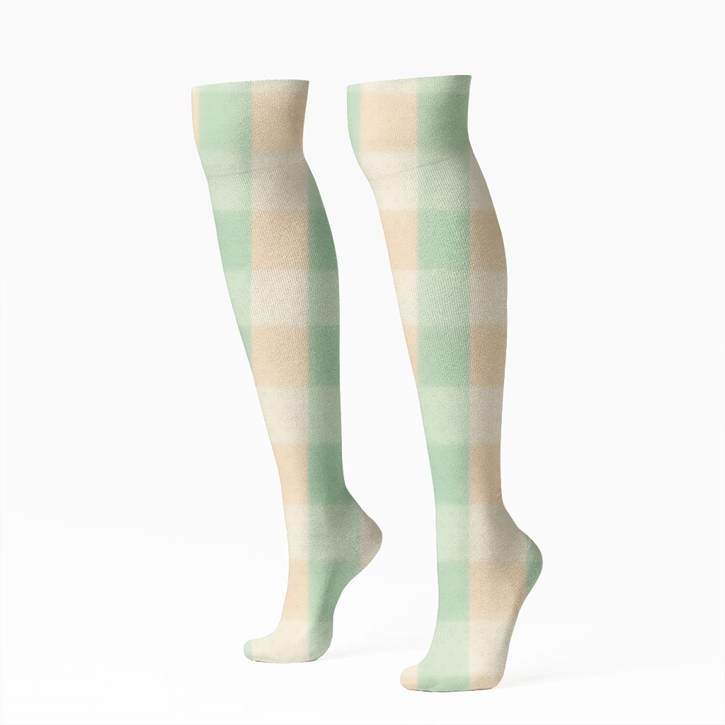 Pastel Gingham Micro Dot Grid custom knee-high socks